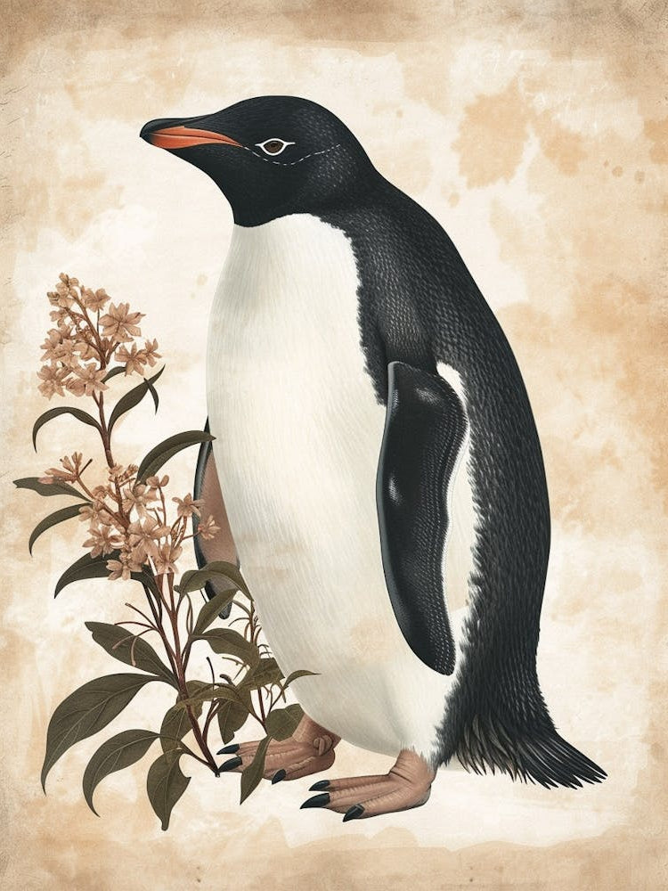 Adlie Penguin Deception Island Vintage Botanical Painting 2