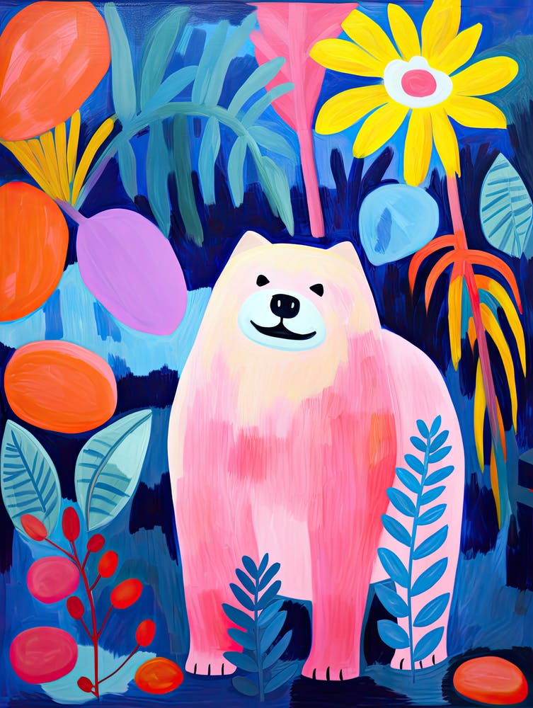 Cute Pink Dog In The Jungle, Matisse Inspired