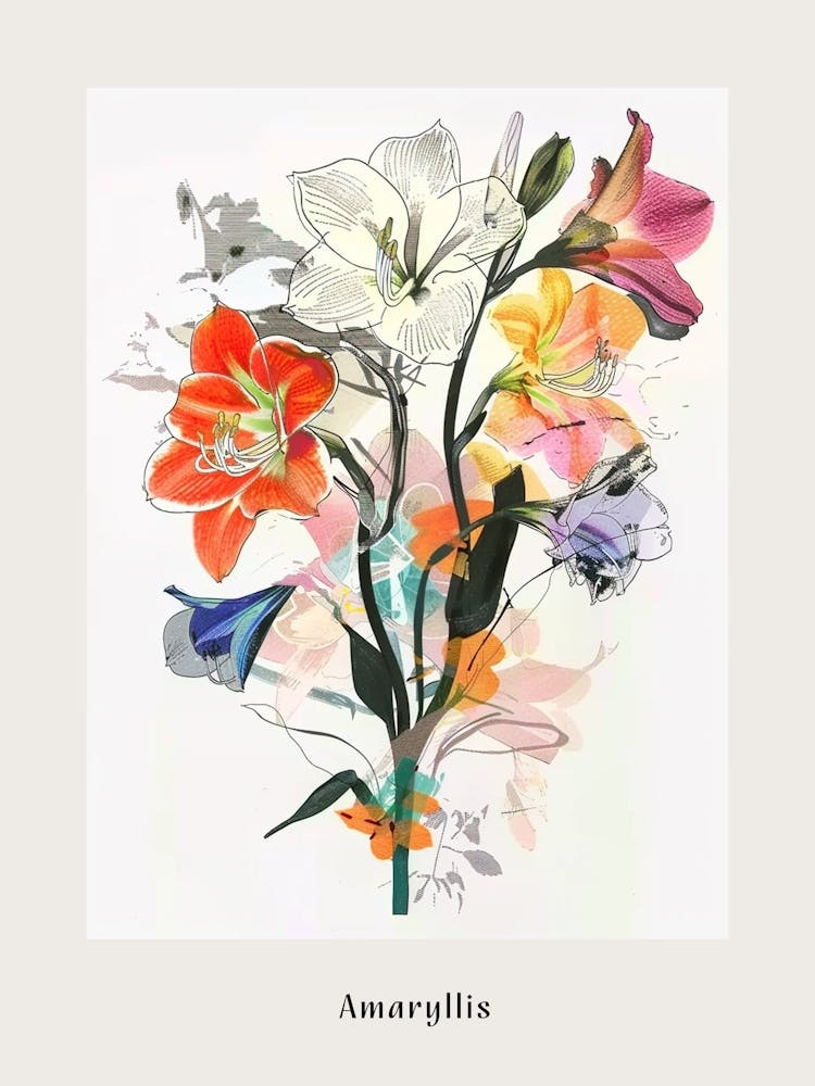 Amaryllis 1 Collage Flower Bouquet Poster