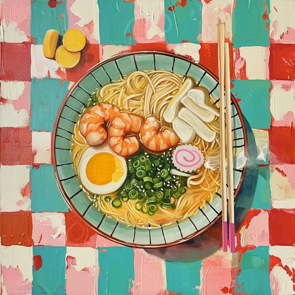 Soupe de Nouilles Damier Pastel 2