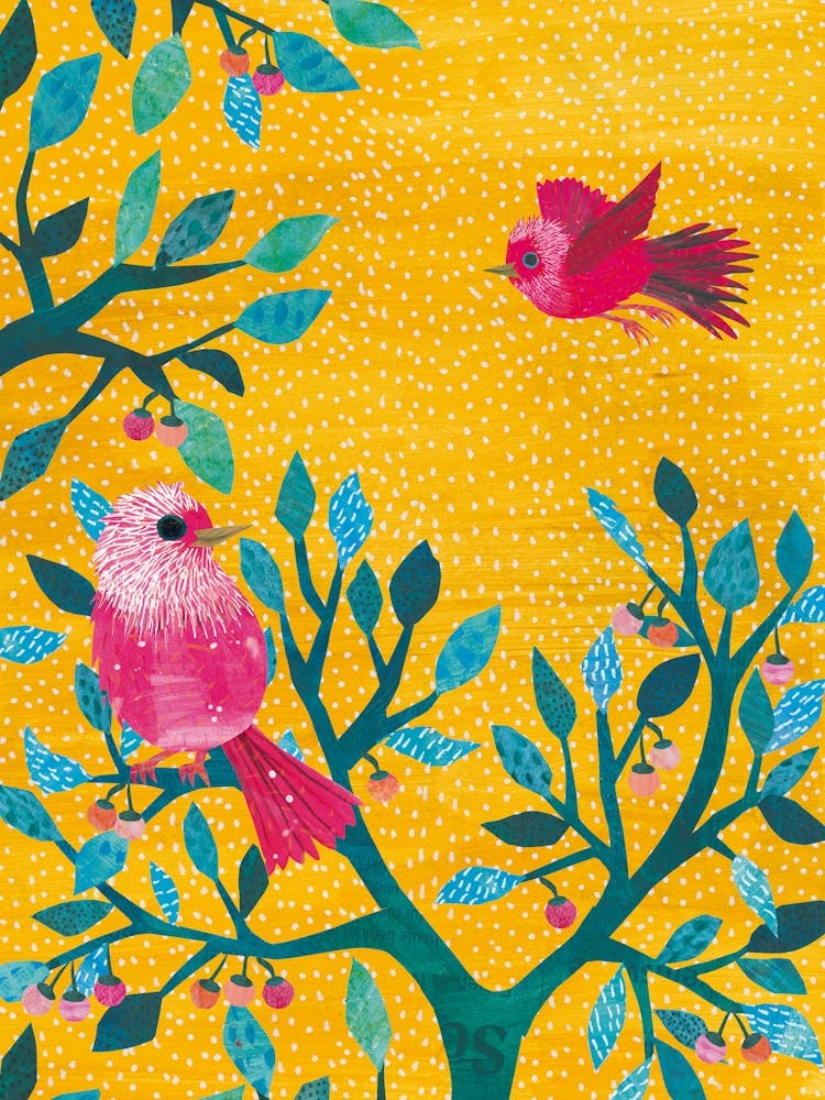 Pink Birds In A Tree