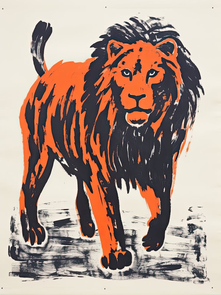 Lion, Dessin Animalier sur Bois 2