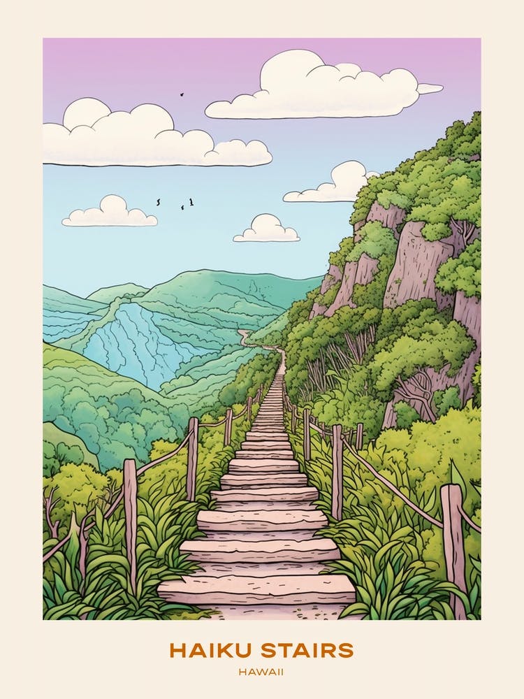 Haiku Stairs Hawaii 2 Hike Poster