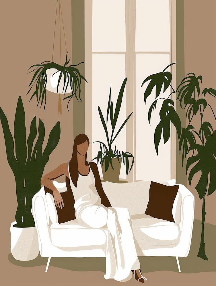 Woman Sitting On The Couch