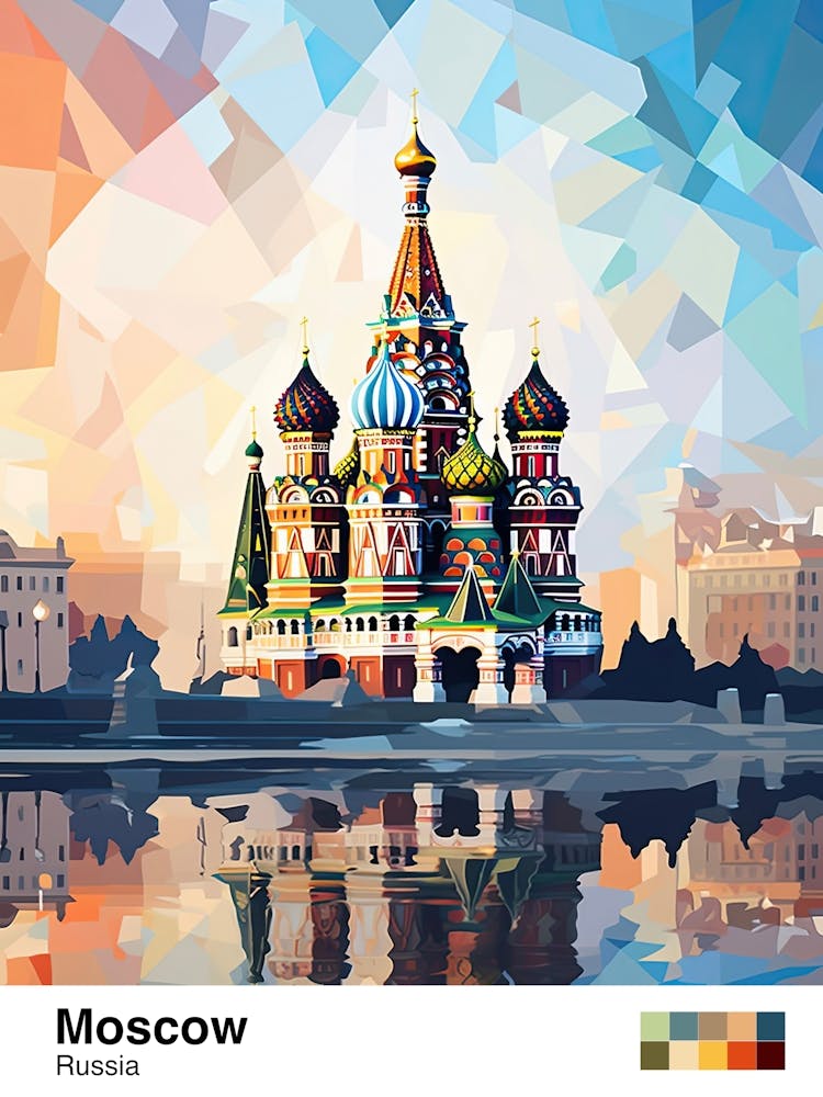 Moscow, Russia, Geometric Illustration 3 Poster