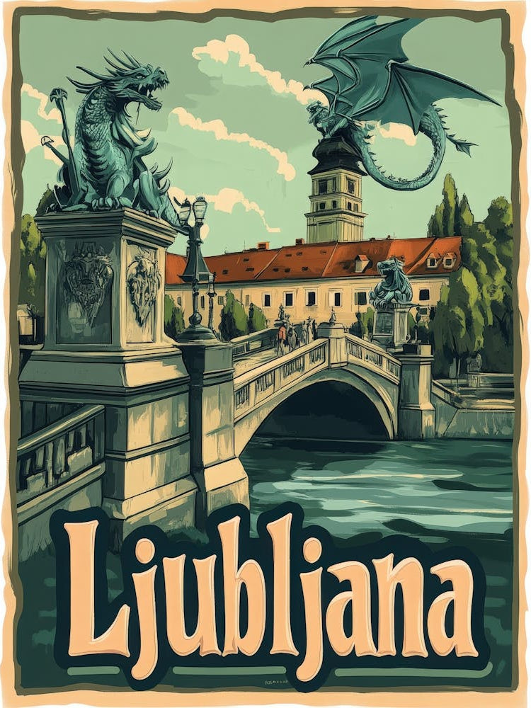 Aihrgdesign A Vintage Travel Poster Of Ljubljana 2