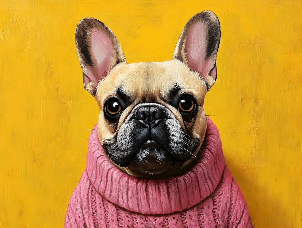 Frenchie In Pink And Yellow 1