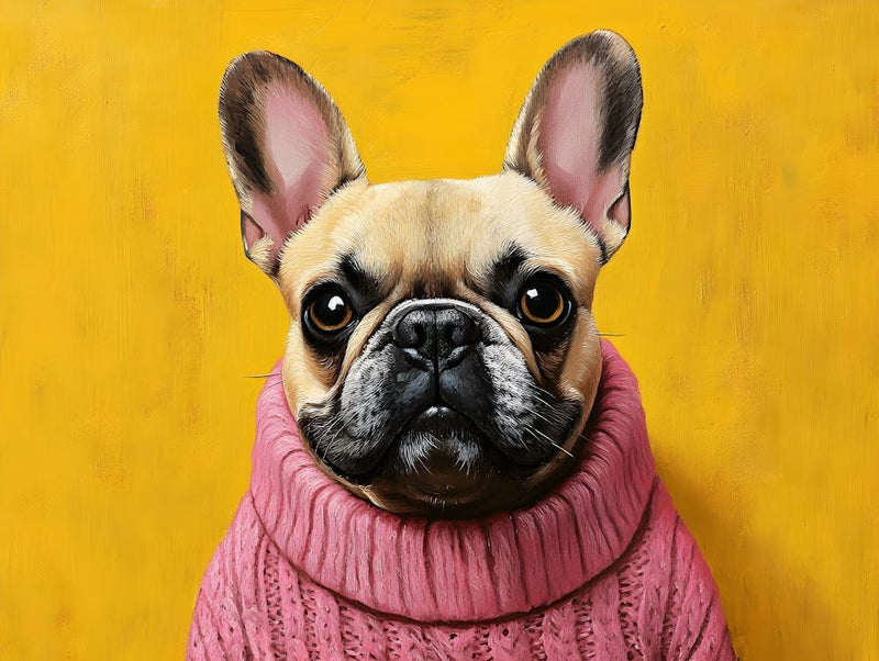 Frenchie In Pink And Yellow 1