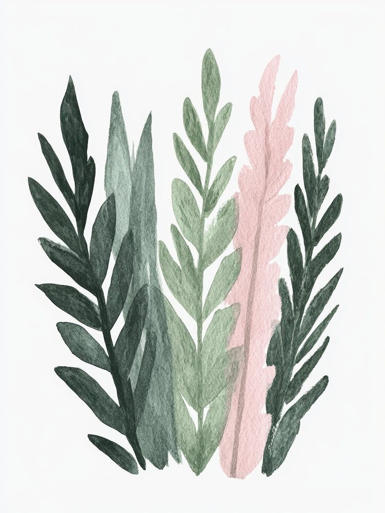 Watercolor Of Green Leaves 1