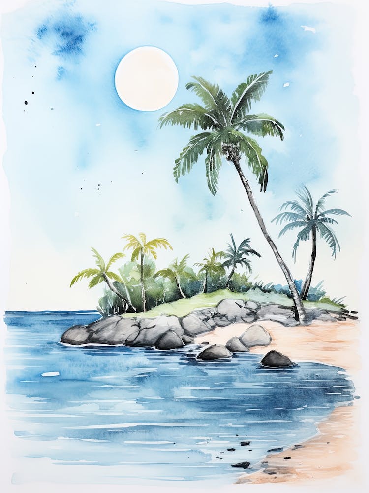 Watercolour Of Seven Mile Beach   Grand Cayman Cayman Islands 2