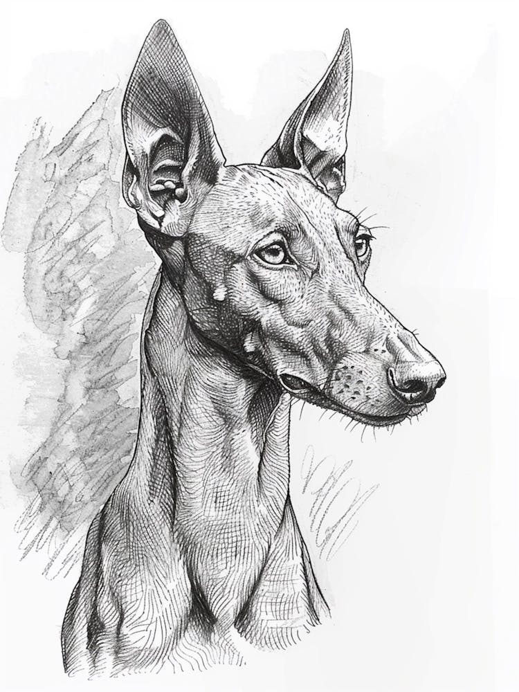 Ibizan Hound Dog Line Sketch  4