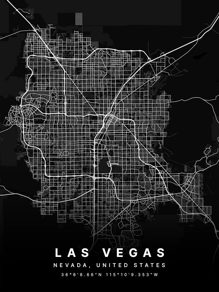 Las Vegas Nevada USA Black Map