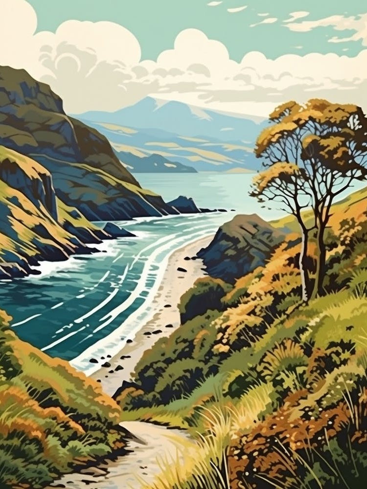 West Highland Coast Path Scotland 3 Vintage Travel Illustration