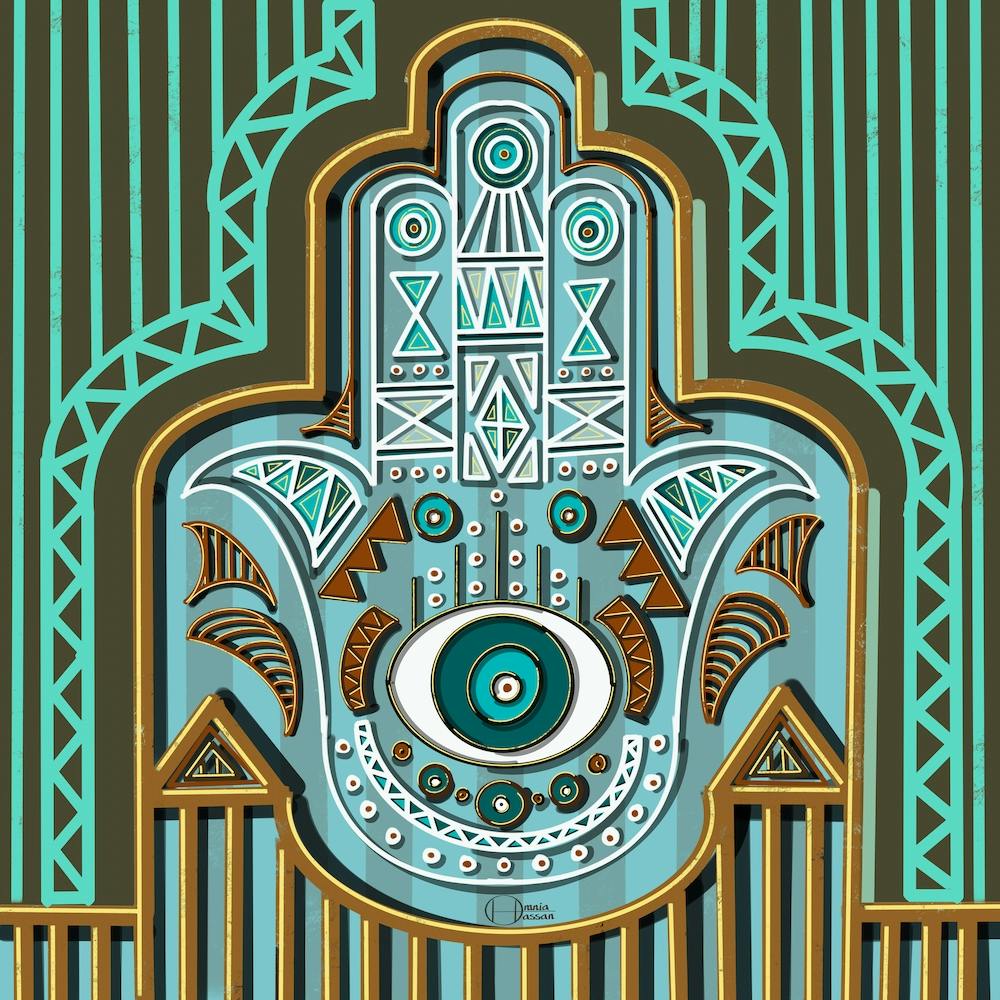 Egyptian Hamsa Hand ( Khamsa ) Hand Of Fatimah Inspired By The Egyptian Cultures (Warm Tones)