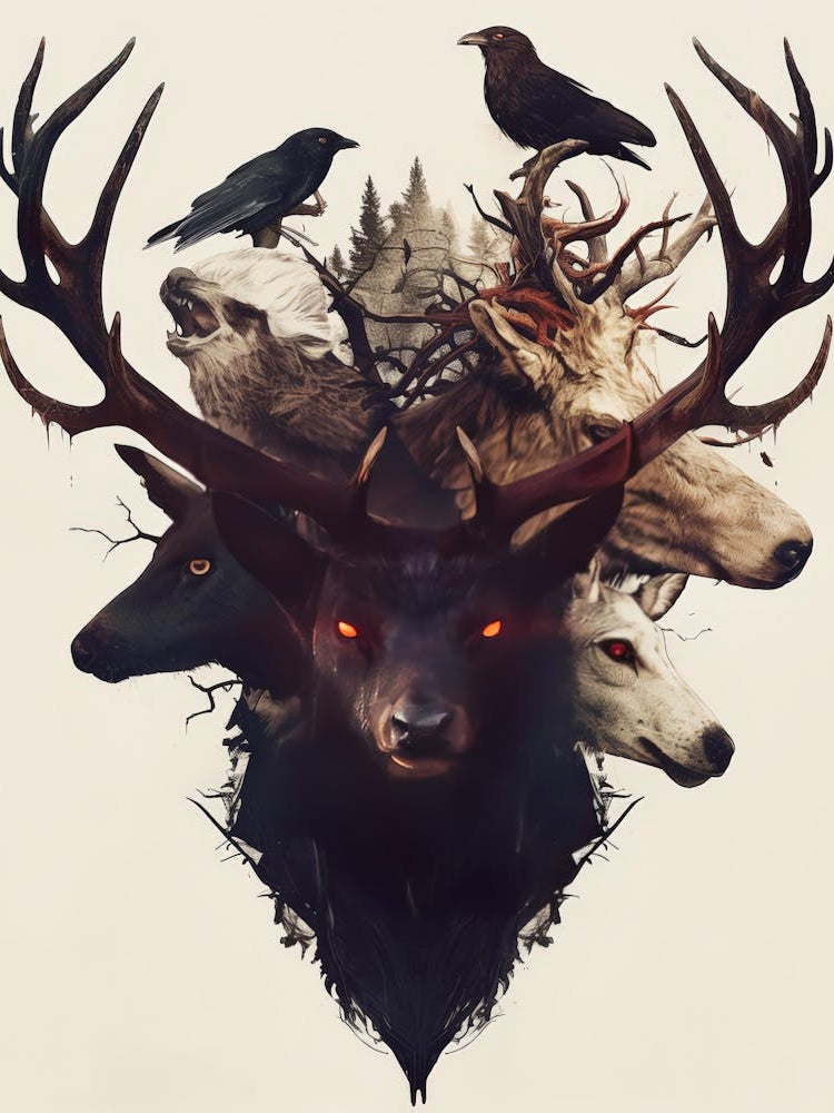 Deer And Crows