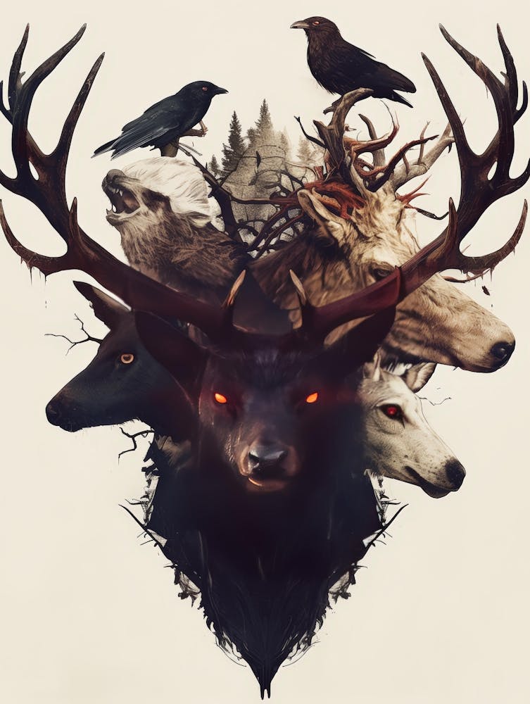Deer And Crows