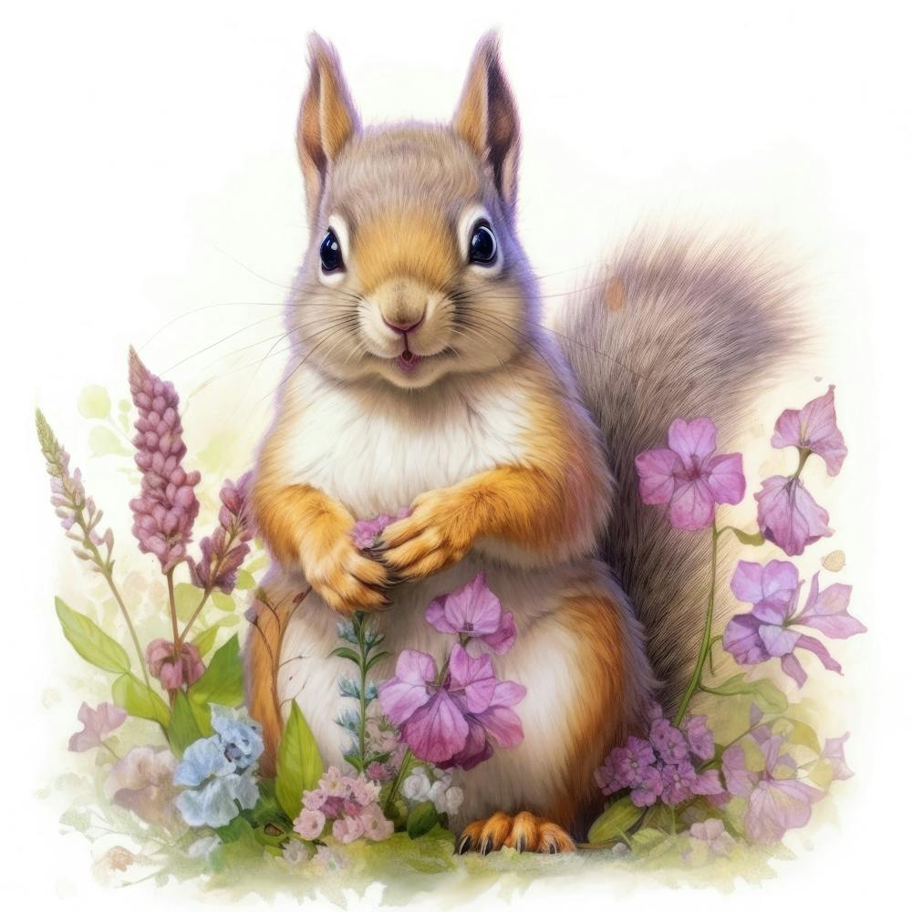Squirrel With Flowers 2