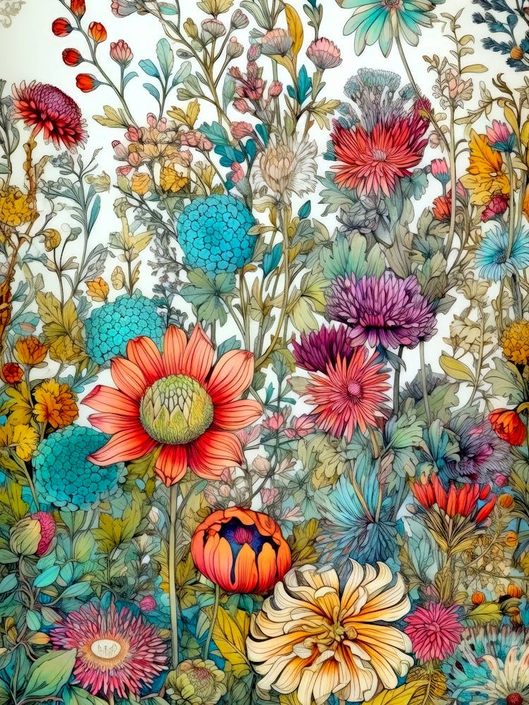 Colorful Flowers In A Garden meadow  nature flora