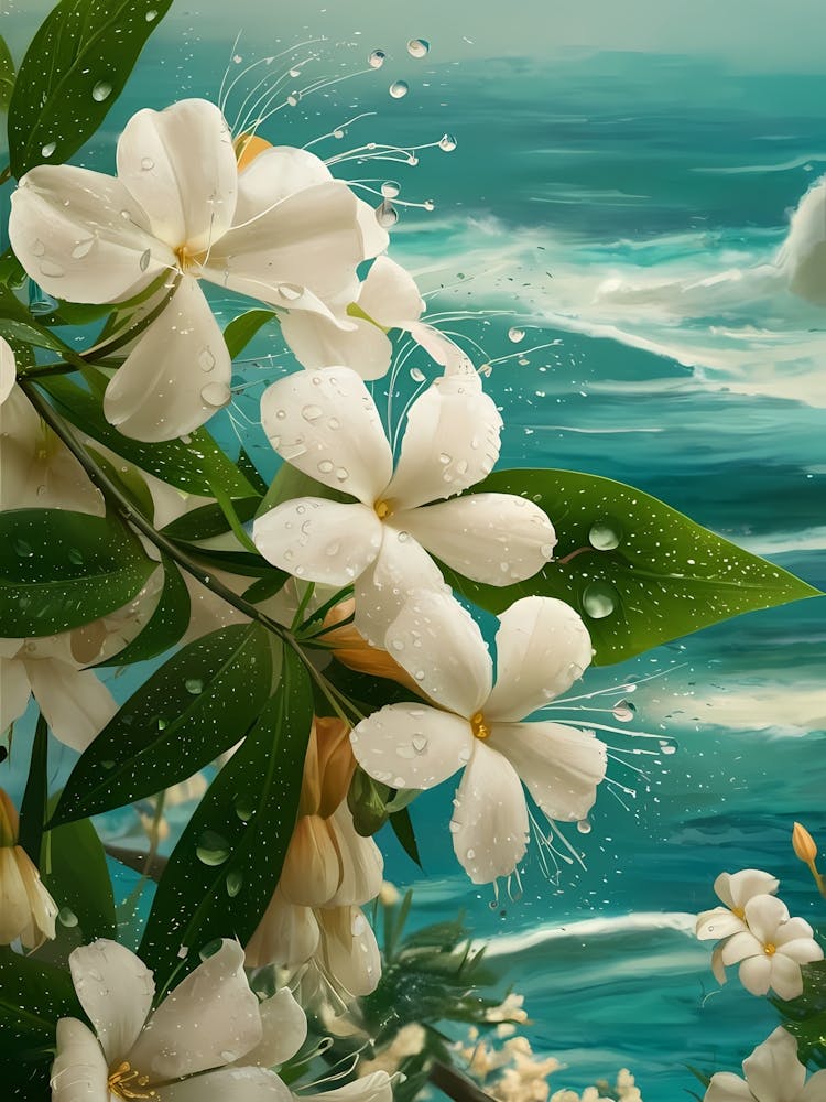 Weiße Blumen auf dem Meer