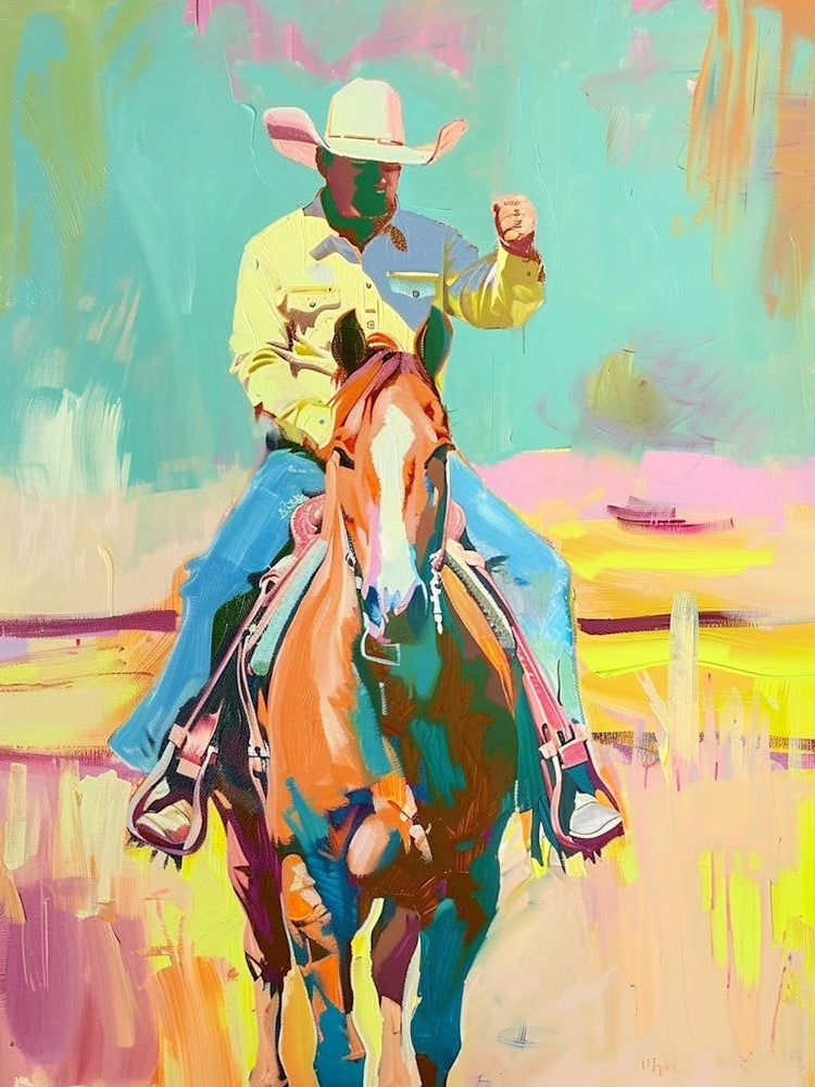 Blue And Yellow Cowboy Painting 6