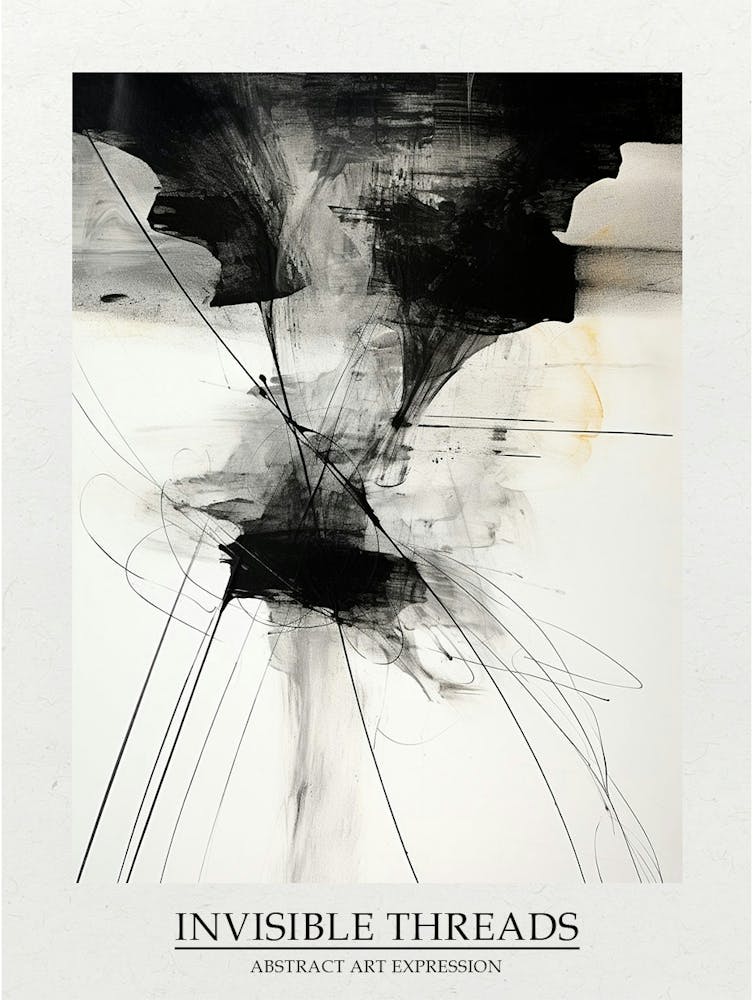 Invisible Threads Abstract Black And White 4 Poster