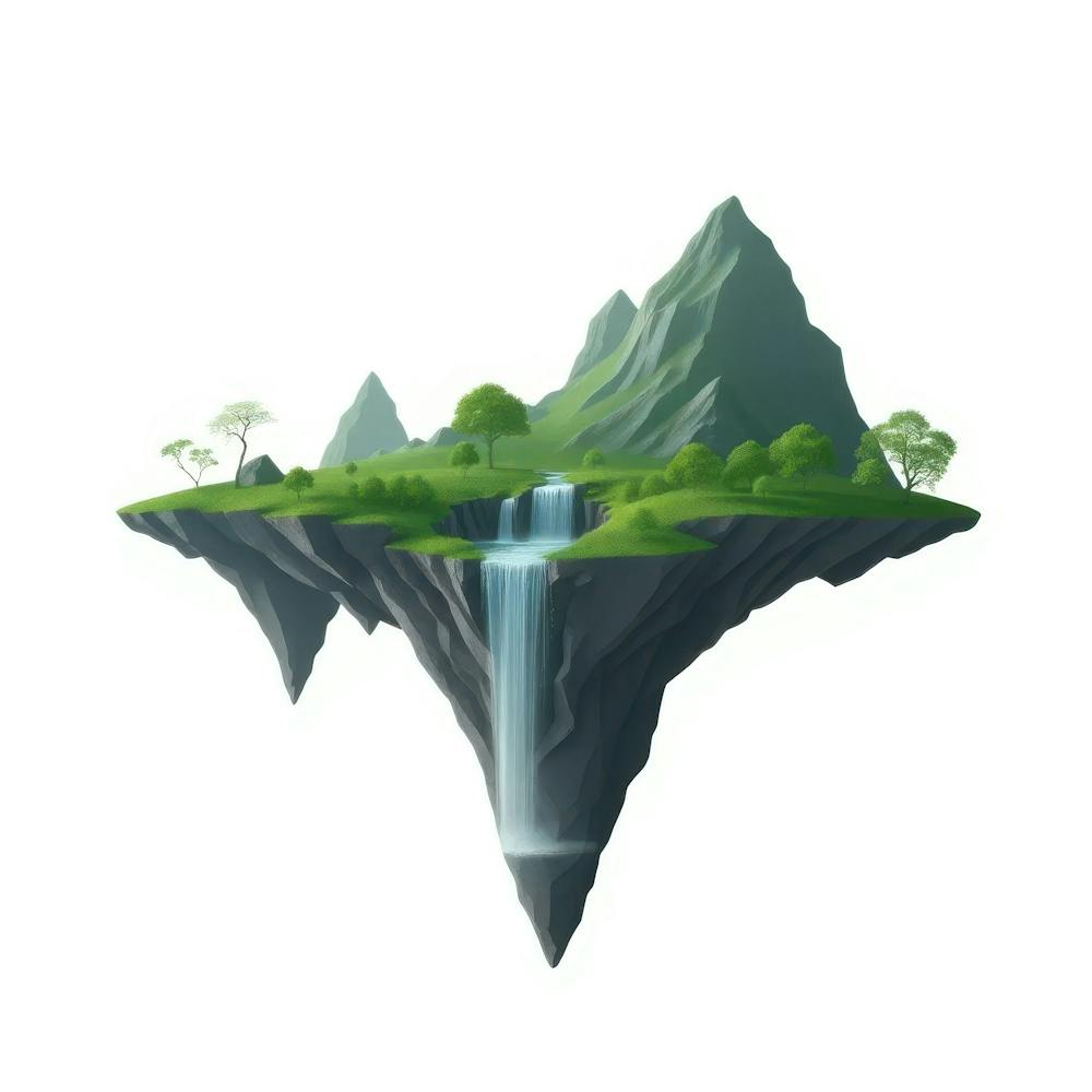 Island With Waterfall