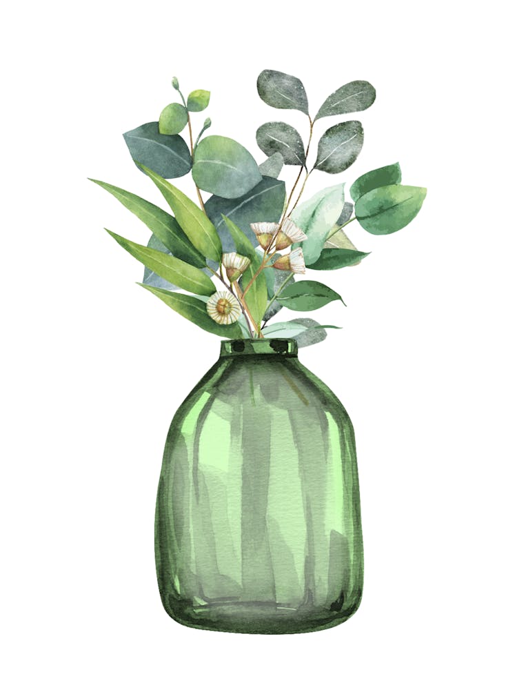 Eucalyptus Leaf Vase Green Print