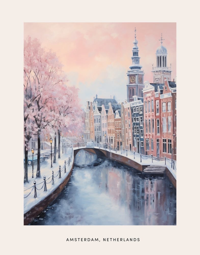 Dreamy Winter Painting Poster Amsterdam Netherlands 2