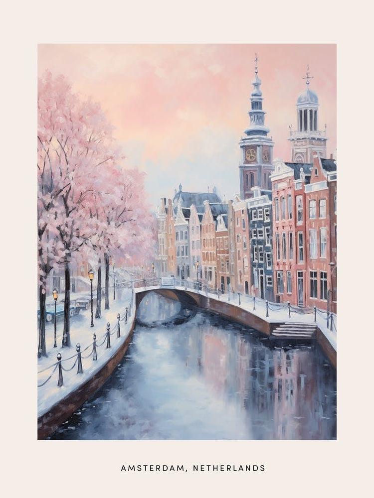 Dreamy Winter Painting Poster Amsterdam Netherlands 2