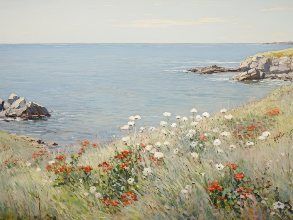 Ocean View Flowers Painting