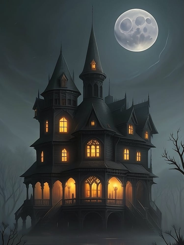 Haunted Castle with Moonlight