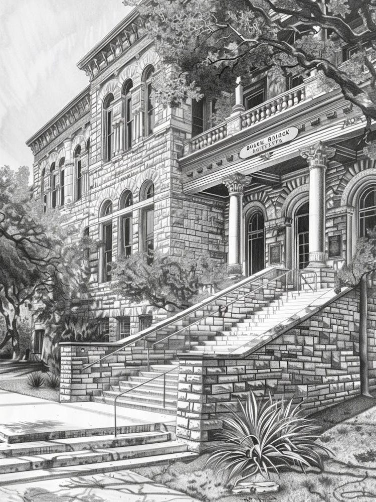 The Bullock Texas State History Museum Austin Texas Black And White Drawing 5