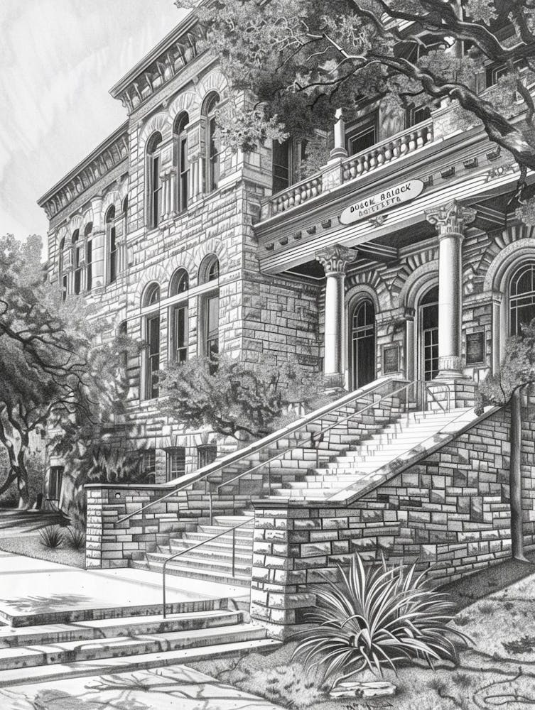 The Bullock Texas State History Museum Austin Texas Black And White Drawing 5
