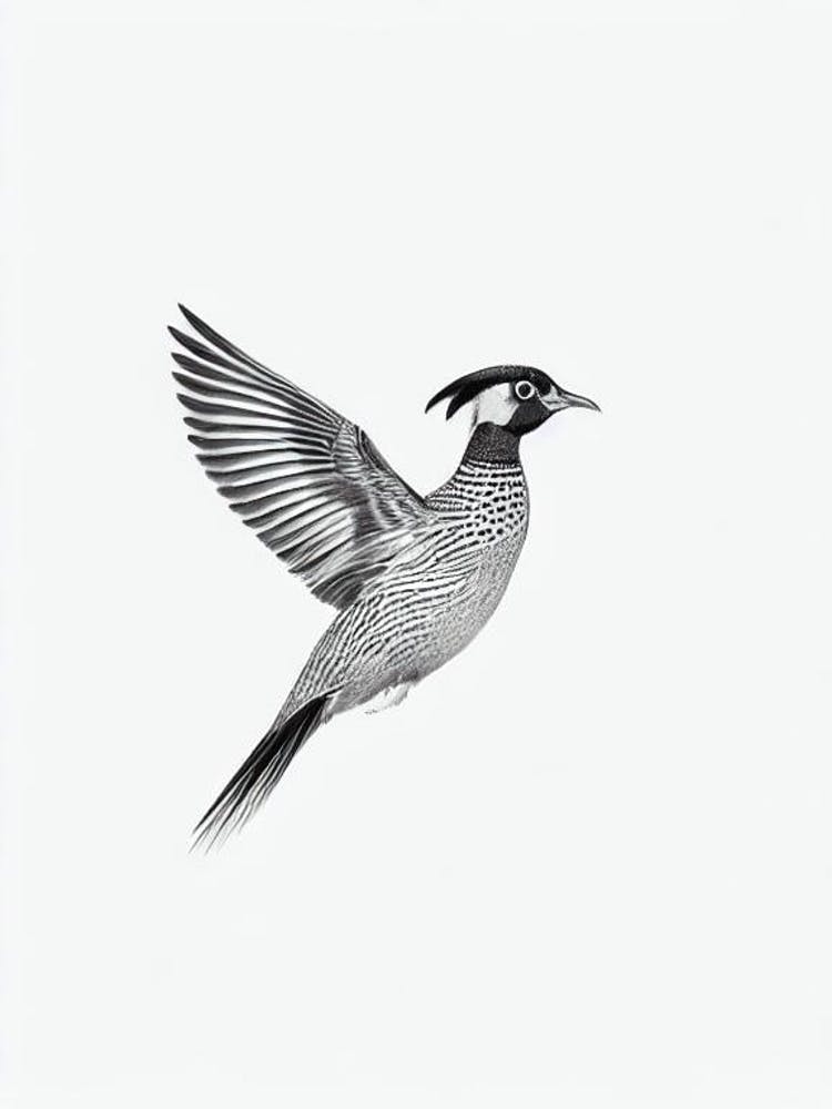 Pheasant B&W Pencil Drawing 3 Bird
