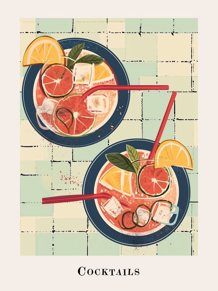 Cocktails Tile Poster 2