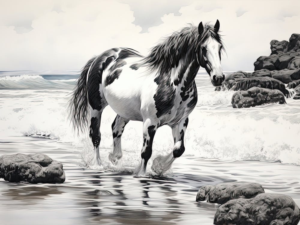 A Horse Oil Painting In Maui Beaches Hawaii, Usa, Landscape 4