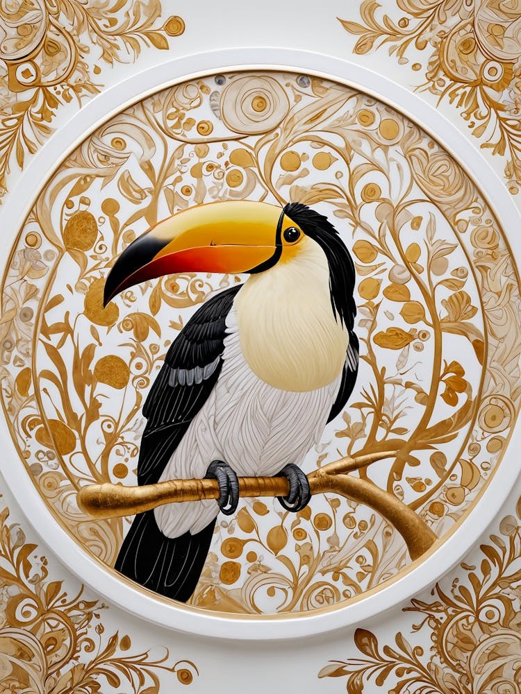 Gold Floral Toucan no1