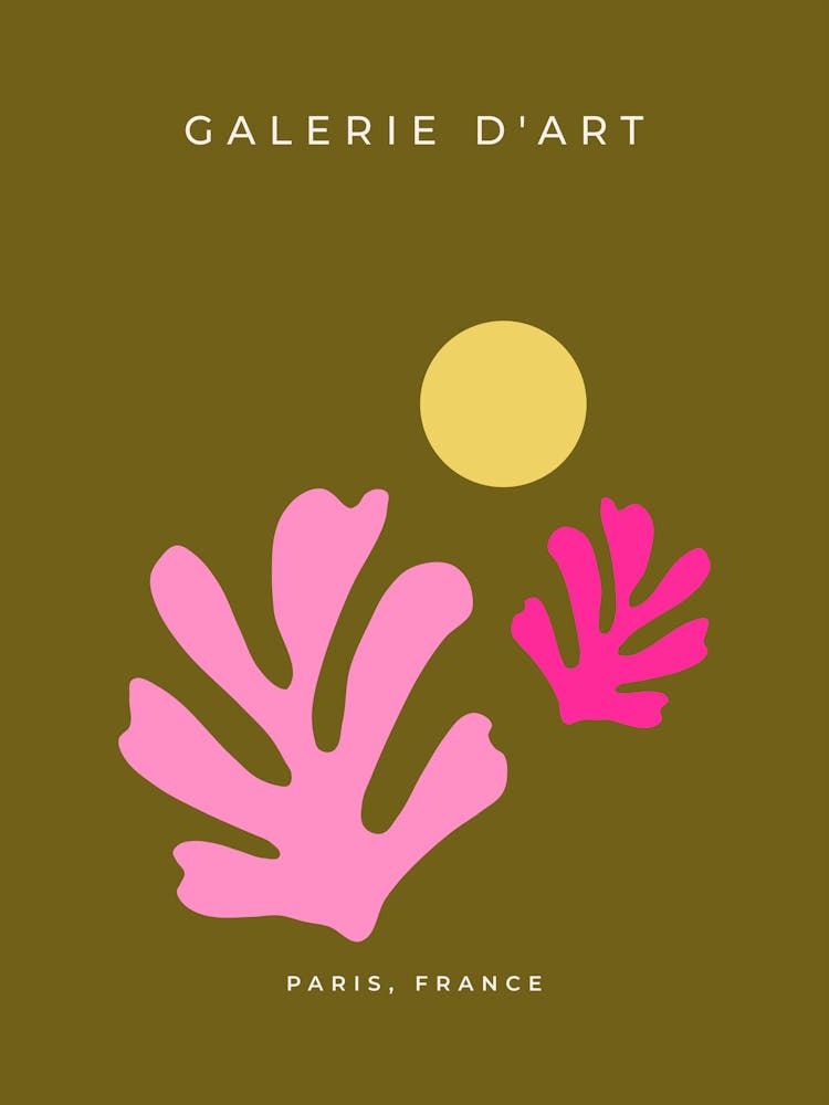 Abstract Leaves Olive Green Pink Cut Outs