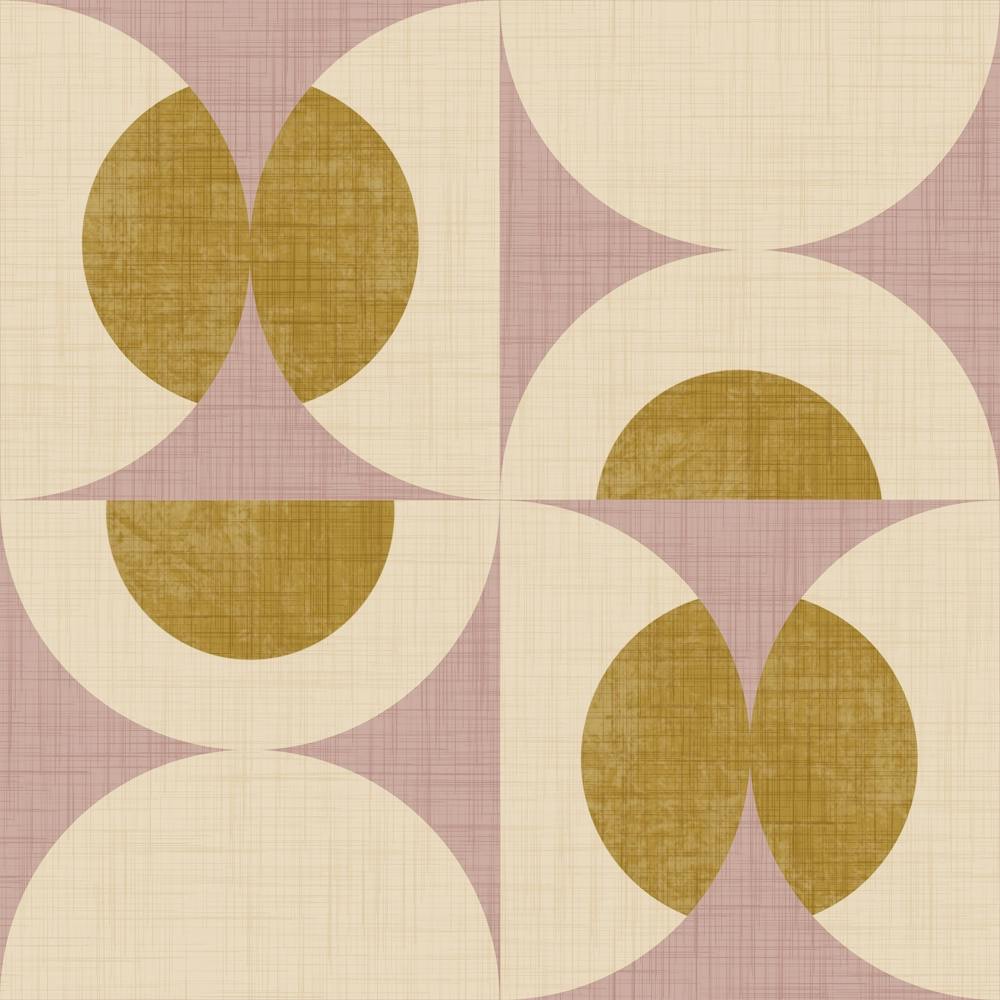 Retro Vintage Circle Fusion Mid Century Orbs Mauve 50s Geometric