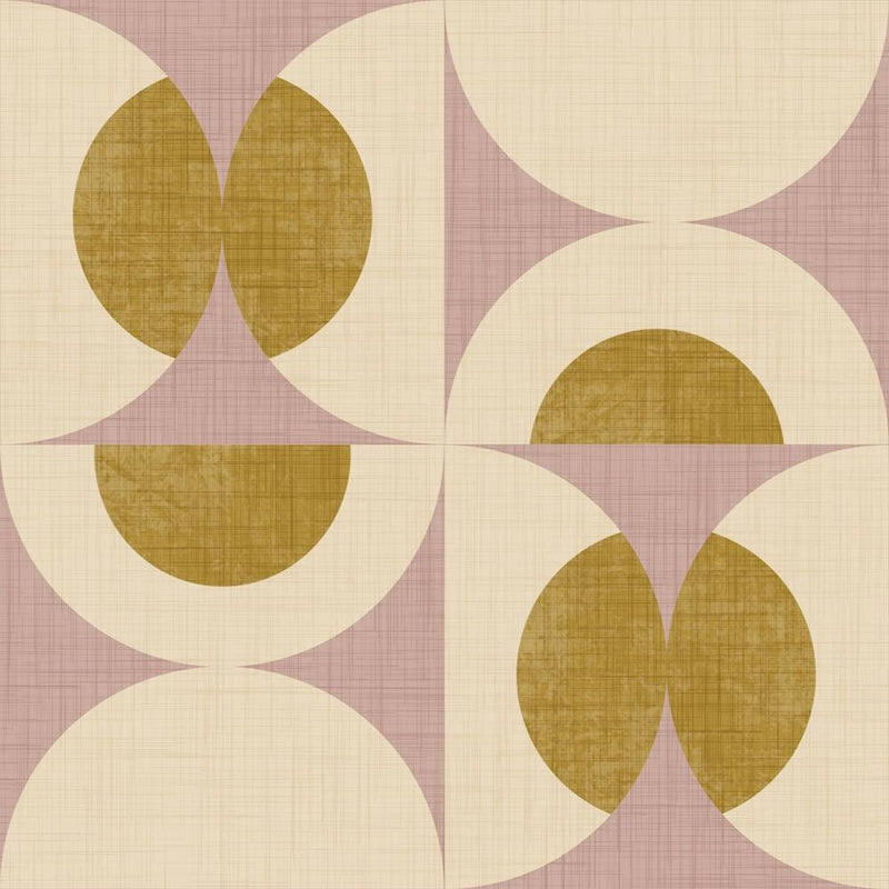 Retro Vintage Circle Fusion Mid Century Orbs Mauve 50s Geometric