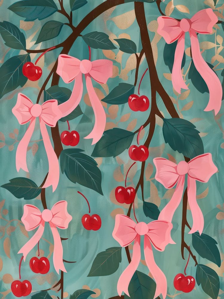 Folk Pink Bows 3 Pattern