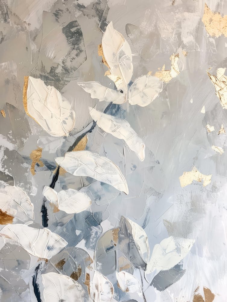 Abstract Of White And Gold Leaves