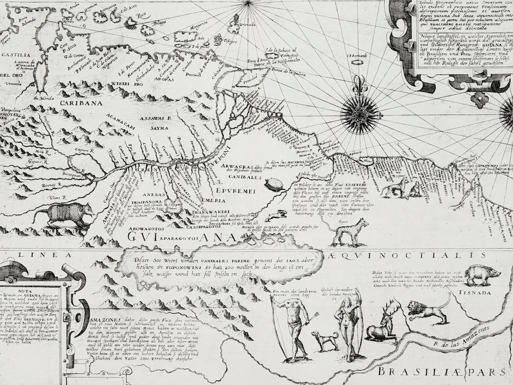 America Map From Grand Voyages (1596)