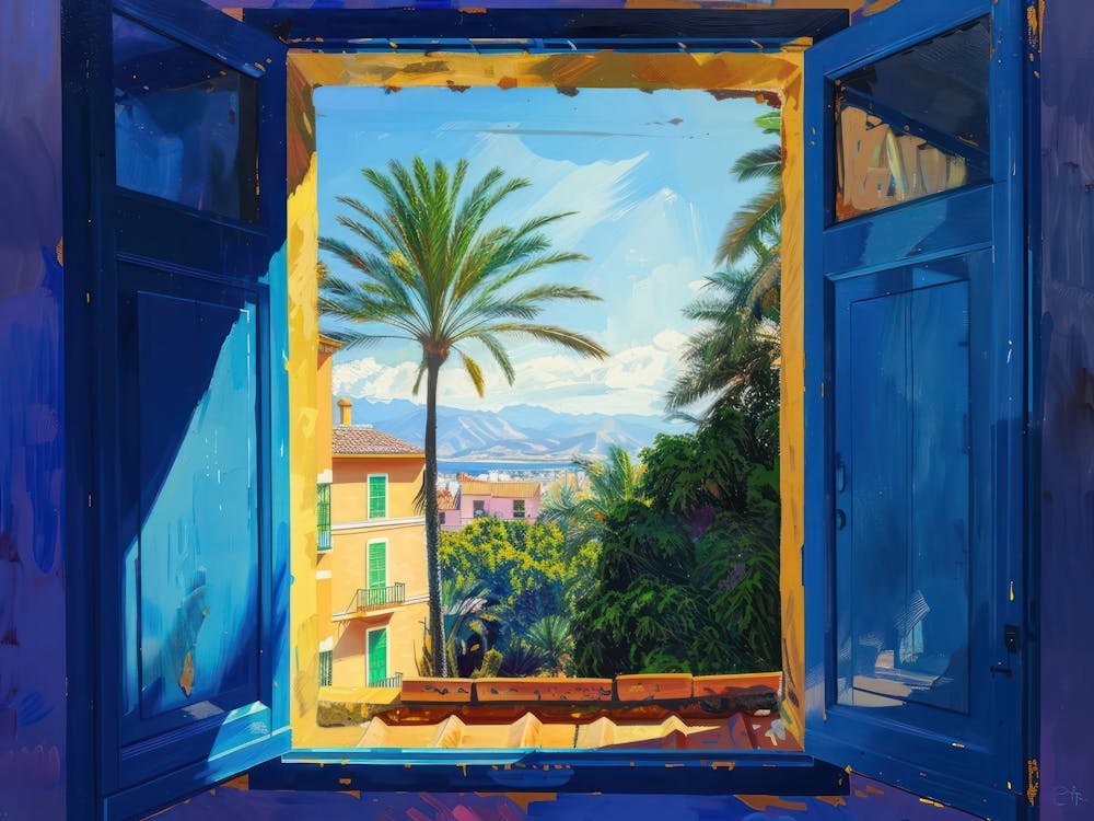Malaga From The Window View Painting 1