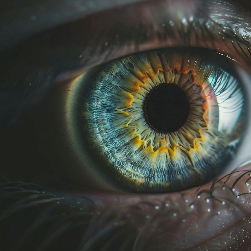 A Macro Shot Of A Human Eye Showcasing The Vivid Light and Colours of the Iris