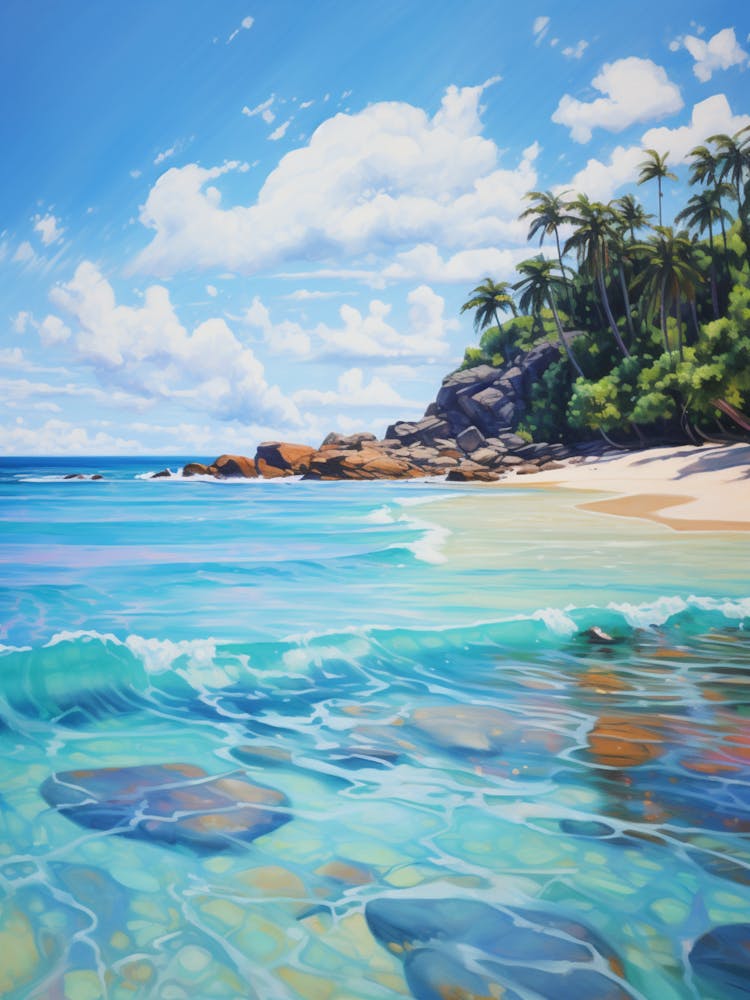 An Oil Painting Of Anse Lazio, Praslin Seychelles 3