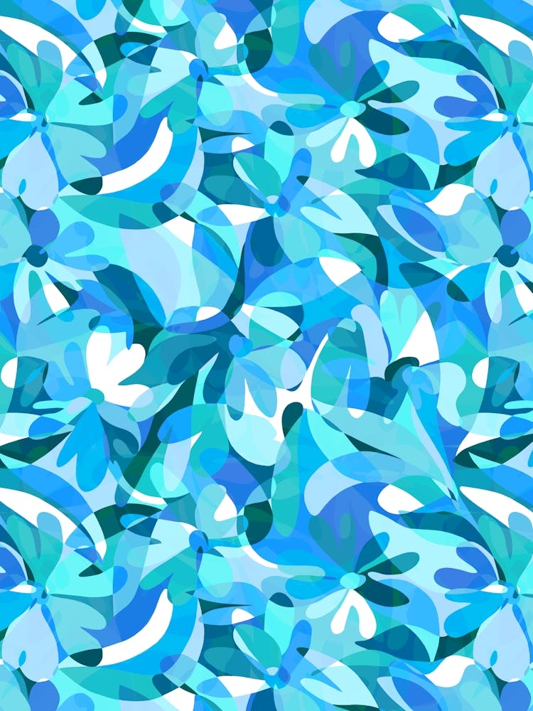 Abstract Flowers - Blue