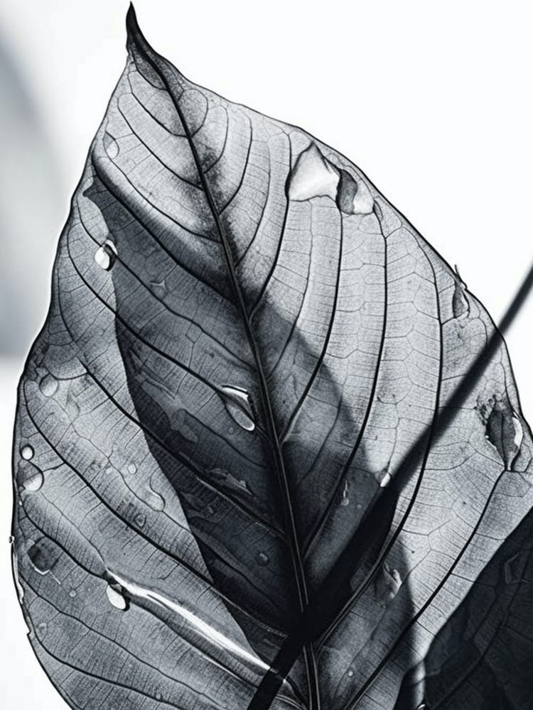 Photographie Feuille Noir et Blanc