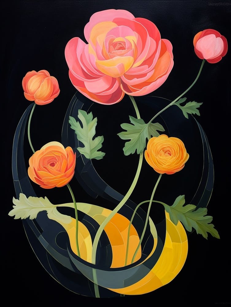 Ranunculus 1 Hilma Af Klint Inspired Flower Illustration