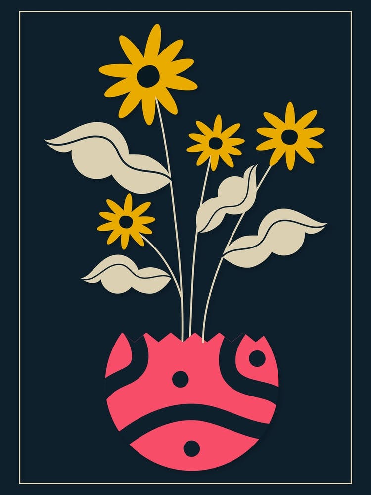 Flowers In A Vase Modern Abstract